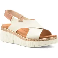 Pikolinos pour femme. W0K-0606C1 Sandales en cuir Gomer blanc cassé (40), 5 à 8 cm, Velcro, Casuel