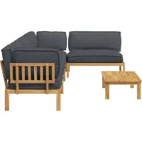 vidaXL Ensemble de canapés avec coussins Uni 5 pièces Anthracite Bois massif Acacia