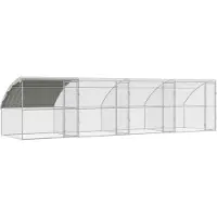 vidaXL Cage à poules, 4 pièces, argent, 800 x 200 x 200 cm, en acier et en polyéthylène