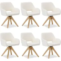 Homestyle4u Chaise de Salle à Manger Lot de 6 Moderne Tissu Teddy Blanc Design Chaises de Cuisine Chaises pas Cher Fauteuils Rembourrée