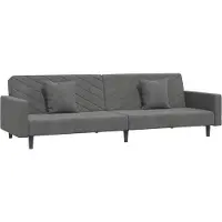 vidaXL Canapé-lit à 2 places avec deux oreillers Gris foncé Velours