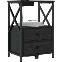 vidaXL Table de nuit avec station de chargement avec tiroir Chêne noir