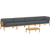 vidaXL Ensemble de canapés avec coussins Uni 5 pièces Anthracite Bois massif Acacia