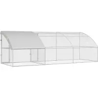 vidaXL Cage à poules, 3 pièces, argent, 600 x 200 x 200 cm, en acier et en polyéthylène
