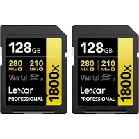 Lexar Professional SDXC 1800x GOLD 128 Go 210 Mo/s - Lot de 2