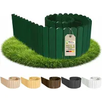 Pemicont Floranica Palissade de jardin bois sans piquets 200 x 20 cm, Vert – pin en rouleau, à enterrer ou en habillage