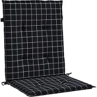 vidaXL Coussins De Chaise À Dossier Bas Lot De 6 Noir À Carreaux Tissu