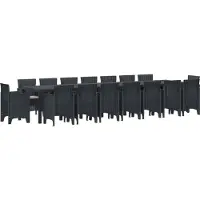 vidaXL Ensemble de mobilier de jardin comprenant 17 pièces, avec coussins, de couleur anthracite, en polypropylène (PP)