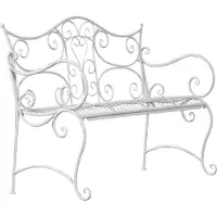 Lomadox Banc de jardin Tara blanc antique