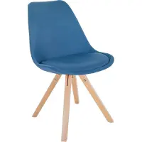 CLP Chaise De Salle À Manger Sofia En Tissu Avec Pieds En Bois Bleu/nature (carré)