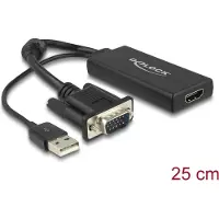 DeLOCK Adaptateur VGA + audio vers HDMI avec câble noir