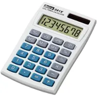 Ibico 081X - Calculatrice de poche - 8 chiffres - panneau solaire, pile - blanc, bleu