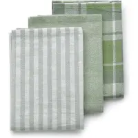kela Pasédo Lot De 3 Torchons Coton Vert Olive 65x45 Cm