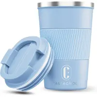 Castagnola Thermos Cup - Coffee Mug To Go - Travel Mug for Coffee and Tea - Tea Mug - 380 ML - stainless steel - Light Blue