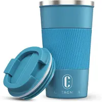 Castagnola Mug isotherme - Mug à café à emporter - Mug de voyage pour café et thé - Mug à thé - 510 ml - Acier inoxydable - Bleu