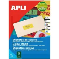 APLI Étiquettes d'adresse, 210 x 297 mm, jaune fluo