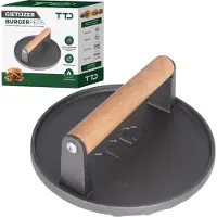 TTD Presse à hamburger en fonte XL - Appareil à hamburger extra lourd - Résistant à la chaleur - Rainures serrées pour le gril - Accessoires pour barbecue - Accessoires pour barbecue - Smash Burger -