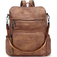 Glennoo Sac à dos - Sac à dos femmes - Cuir PU - Marron