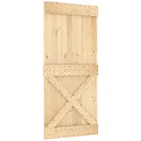 vidaXL Porte coulissante NARVIK, finition naturelle et noire, 95 x 210 cm (213,5 cm)