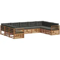vidaXL Ensemble de canapés d'extérieur avec coussins 9 pièces Nature et Anthracite