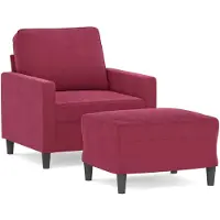 vidaXL Fauteuil avec pouf vin rouge 60 cm velours