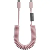 Native Union , câble spiralé USB-C vers USB-C 60 W, 1,2 m, série POP, recharge rapide, rose
