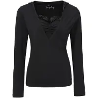 Forplay T-shirt manches longues de - Haut Portefeuille Dentelle - L - XL - pour Femme - noir - Taille L