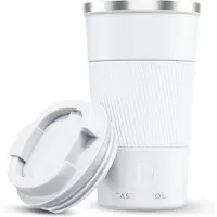 Castagnola Mug isotherme - Mug à café à emporter - Mug de voyage pour café et thé - Mug à thé - 510 ml - Acier inoxydable - Blanc