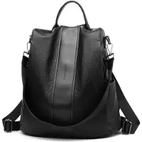 Glennoo Anti-theft Backpack Ladies - Sac à dos pour dames - Cuir PU - Noir