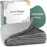 CozySense Couverture 140x200 - Matériau double face - Pour toutes les saisons - Technologie de fermeture éclair à 360° - Hypoallergénique & OEKO-TEX - Gris