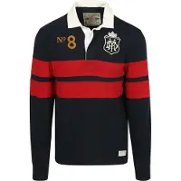 Superdry pour homme. M1110483A Polo marine Double Rugby (XXL), Casuel, Coton, Manche longue