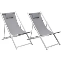 Happy Garden Lot De 2 Chiliennes Cyprus - Textilène Gris/Structure Blanche
