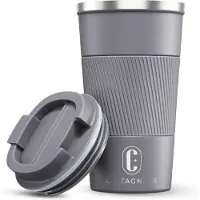Castagnola Mug isotherme - Mug à café à emporter - Mug de voyage pour café et thé - Mug à thé - 510 ml - Acier inoxydable - Gris
