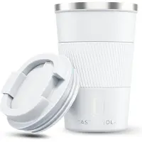 Castagnola Thermos Cup - Coffee Mug To Go - Travel Mug for Coffee and Tea - Tea Mug - 380 ML - stainless steel - White