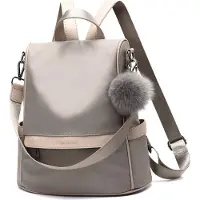 Glennoo Sac à dos antivol - Sac à dos femmes - Imperméable - Petit - Sac à dos antivol - Dos, Epaule, Sac à main en un - Nylon - avec sangle réglable - Beige -