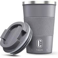 Castagnola Thermos Cup - Coffee Mug To Go - Travel Mug for Coffee and Tea - Tea Mug - 380 ML - stainless steel - Grey