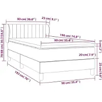 vidaXL Lit boxspring avec matelas bleu foncé 90x190 cm velours