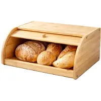 Ceruzo Boîte à pain en bambou – Boîte à pain avec volet coulissant – 38 cm