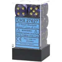 Chessex Scarab Royal Blue/Gold D6 16mm Cube Set 12 pièces