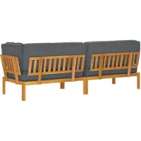 vidaXL Ensemble canapé avec coussins Uni 3 pièces Anthracite Bois massif Acacia