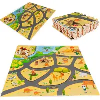 Ecotoys Tapis en mousse pour enfants puzzle safari 9el 93x93cm