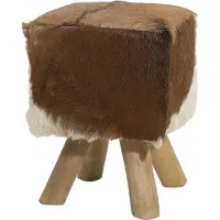 Beliani Tabouret en agneau / teck blanc / marron DALTON