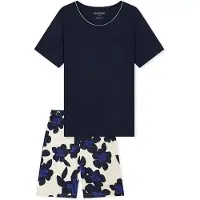 Schiesser Pyjama 'Comfort Nightwear ' bleu foncé / blanc cassé