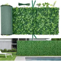 Vevor Mur Végétal Artificiel 248,3x61 cm Haie Artificielle Lot de 4 Panneaux de Feuillage Artificiel Brise Vue de Balcon pour Décoration