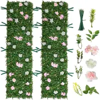 Vevor Mur Végétal Artificiel 248,3x61 cm Haie Artificielle Lot de 2 Panneaux de Feuillage Artificiel avec Fleurs Brise Vue de Balcon pour Décoration