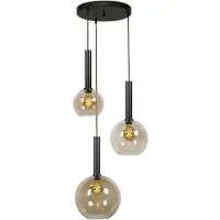 Masterlight Lampe suspendue noire Bella 3 lumières avec ampoules en verre