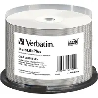 Verbatim Data Life Plus Cd-r 700mb Printable 52x Speed 50 Units Multicolore