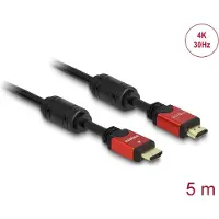 DeLOCK HDMI (Typ A) — HDMI (Typ A) (5 m), Câble vidéo, Noir, Rouge