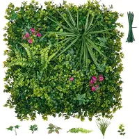Vevor Mur Végétal Artificiel 50,8x50,8 cm Haie Artificielle Lot de 16 Panneaux Feuillage Artificiel Brise Vue de Balcon pour Décoration