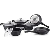 Royalty Line Ensemble Poêle et Casserole, 6 Casseroles - Noir